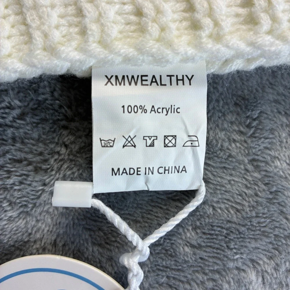 NWT XMWEALTHY Baby Cable Knit Swaddle Blanket Hooded Button‎ Sleep Sack Cream